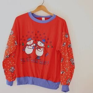 Vintage Sheep Winter Sweatshirt Large